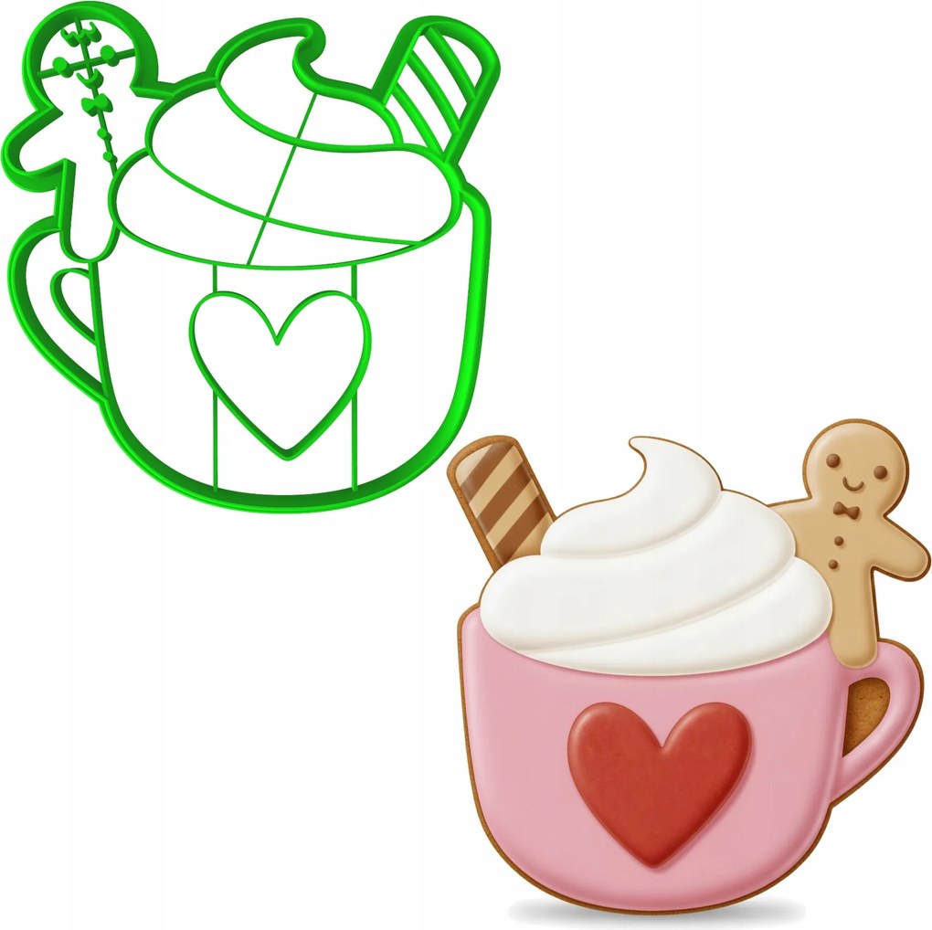 Karácsonyi Forma Mézeskalács lyukasztó Karácsony Bögre 10cm