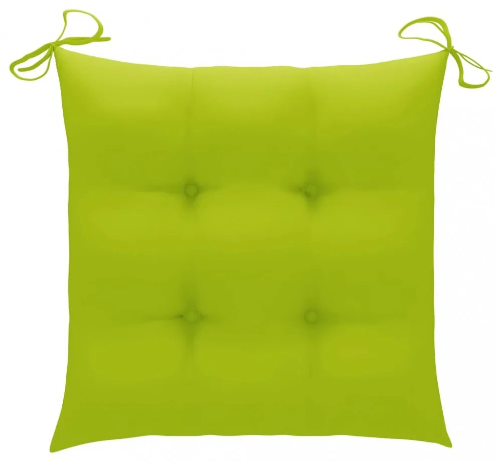 3 db tömör tíkfa kerti szék élénkzöld párnával