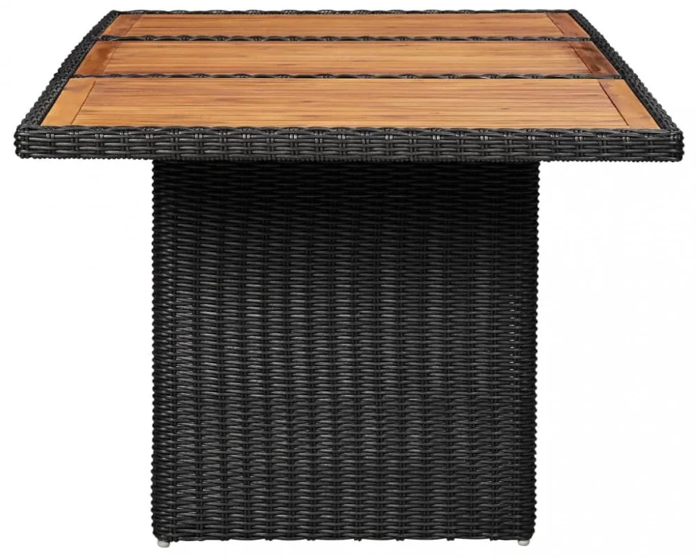 fekete polyrattan kerti étkezőasztal 200 x 100 x 74 cm