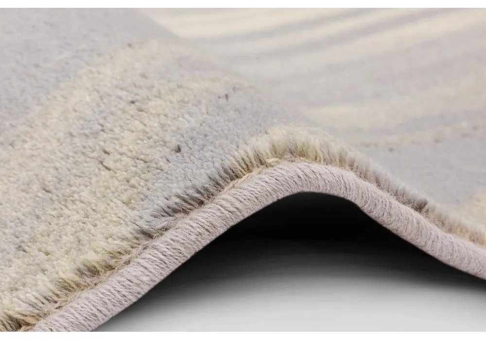 Szürke-krémszínű gyapjú szőnyeg 133x180 cm Plants – Agnella