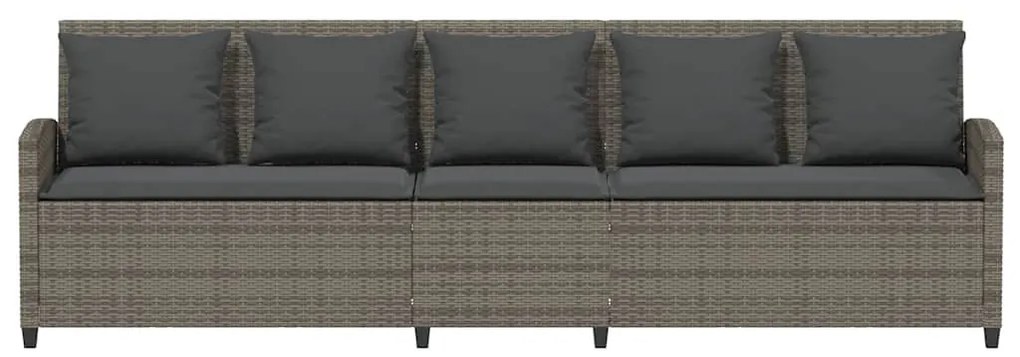 5 személyes szürke polyrattan kerti kanapé párnával