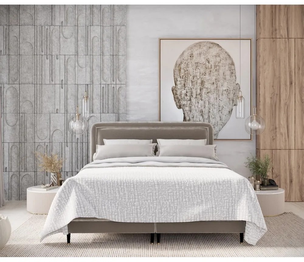 Világosbarna boxspring ágy 160x200 cm Dove – Maison de Rêve