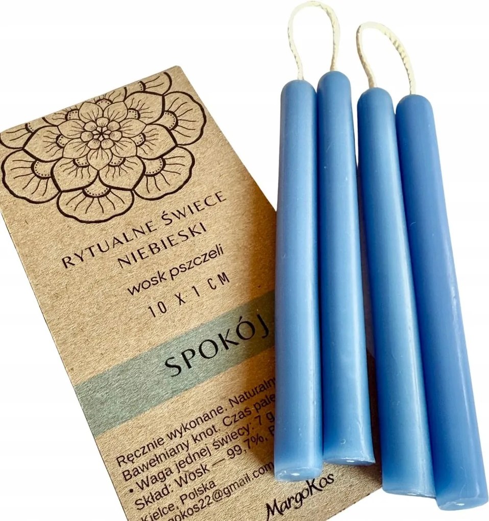 Kék Gyertyák Rituális Mágikus Gyertyák 4 Db Méhviasz Mágia