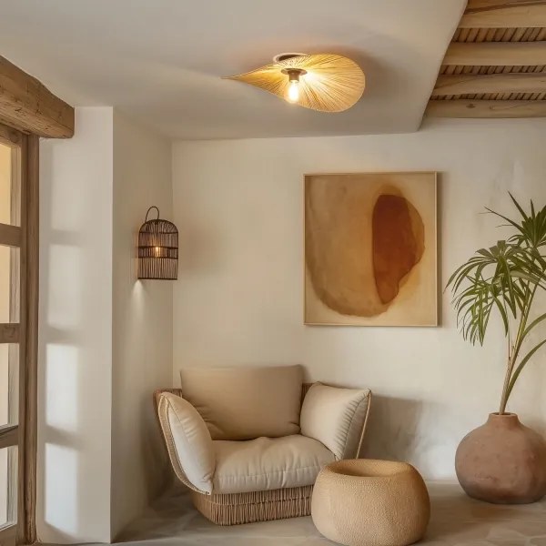 Brilagi - LED felületre szerelhető csillár CERIA BOHO 1xE27/40W/230V átmérő 60 cm raffia