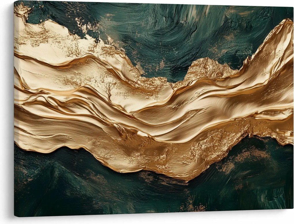 Kép - Zöld absztrakció arannyal II. (70x50 cm)
