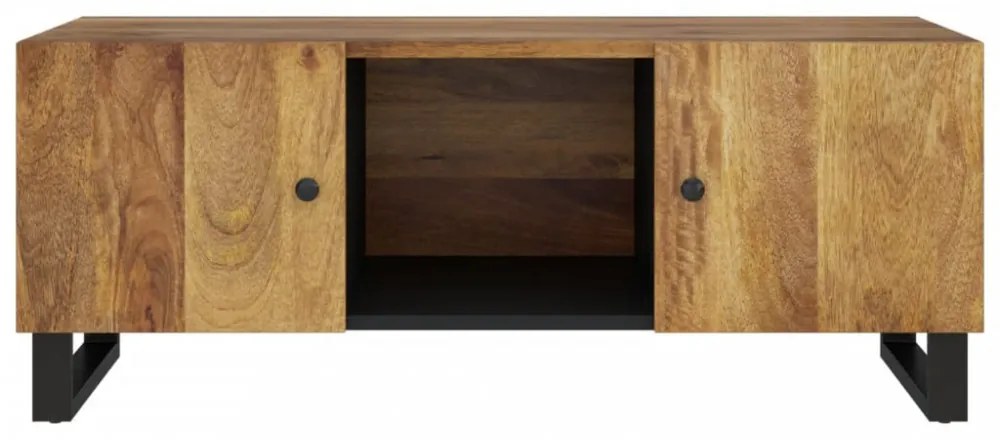 tömör mangófa és szerelt fa dohányzóasztal 100 x 54 x 40 cm