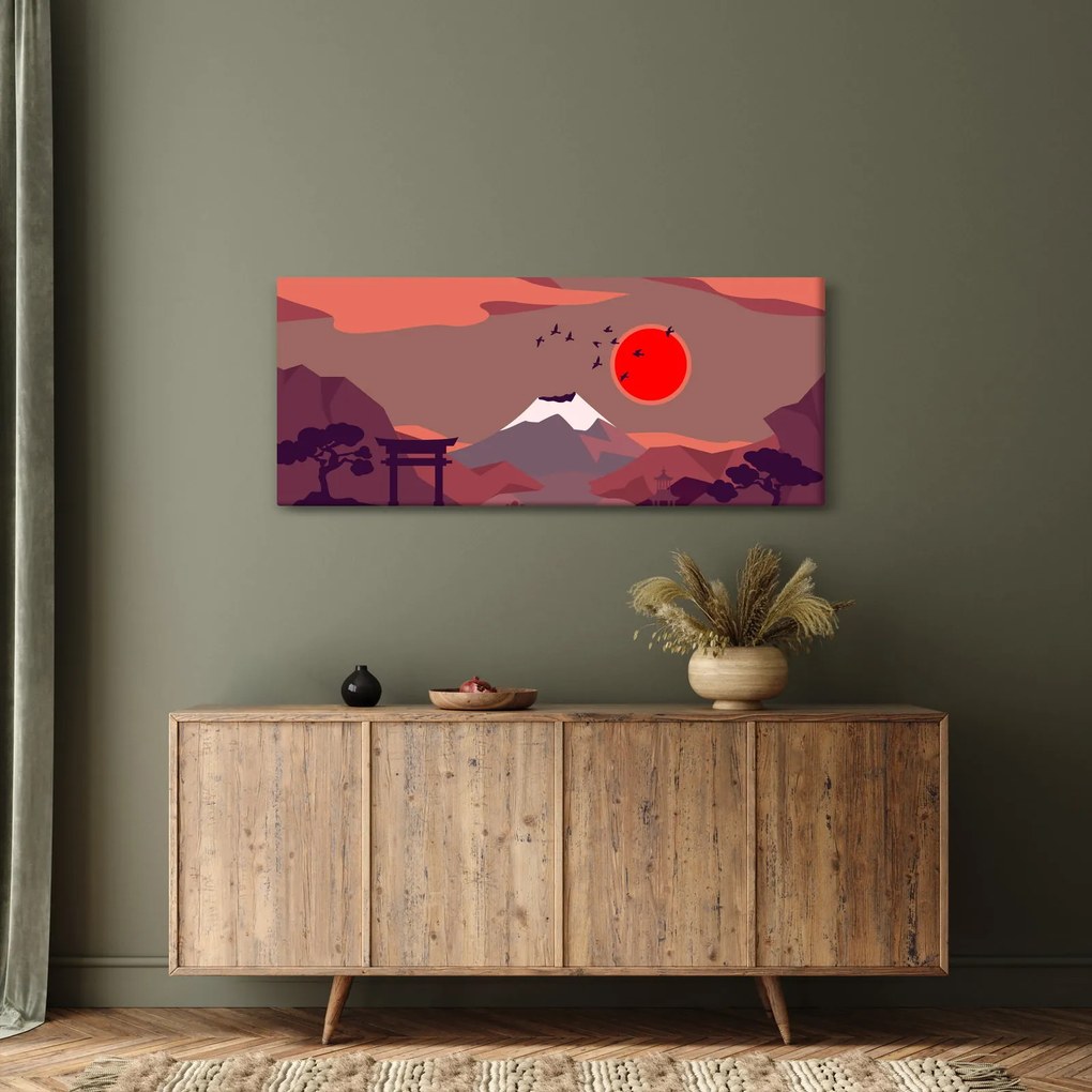 Kép - A Fuji-hegy illusztrációi (120x50 cm)