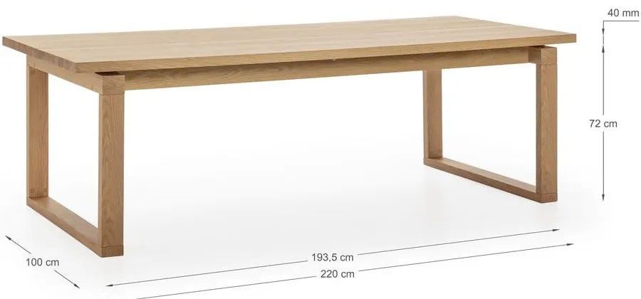 Étkezőasztal tölgyfa dekoros asztallappal 100x220 cm Rina – Marckeric
