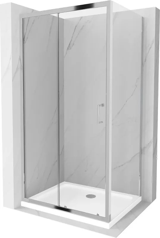 Mexen Apia 120 x 90 cm-es, átlátszó, króm eltolható zuhanykabin + Flat zuhanytálca - 840-120-090-01-00-4010