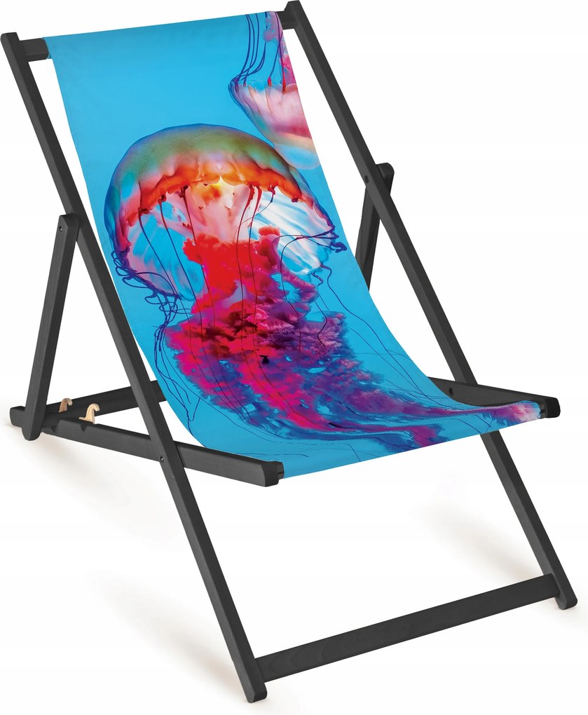 Fa Napozóágy Strandra Medúza Mintás Összecsukható Kerti Napozóágy Bükk