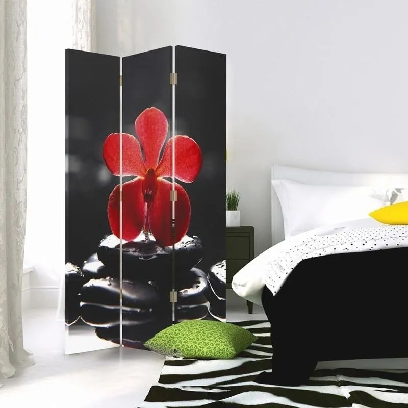 Gario Paraván Zen, piros orchideával Méret: 180 x 170 cm, Kivitelezés: Klasszikus paraván