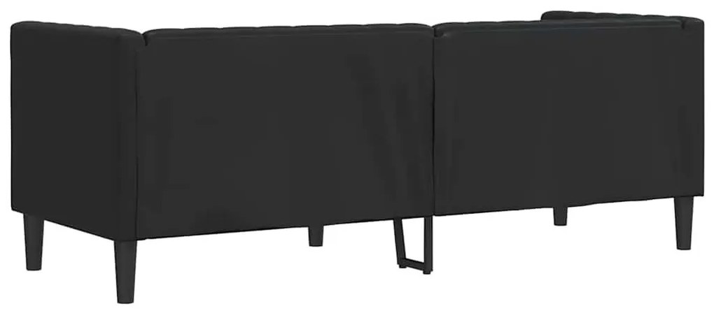 Chesterfield kanapé Argyle Fekete 194 x 74.5 x 70.5 cm Műbőr