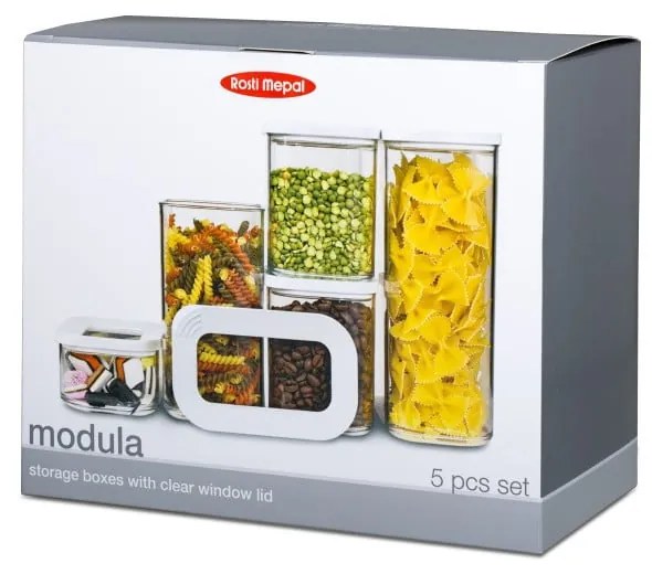 Élelmiszertartó doboz szett 5 db-os Modula White – Mepal