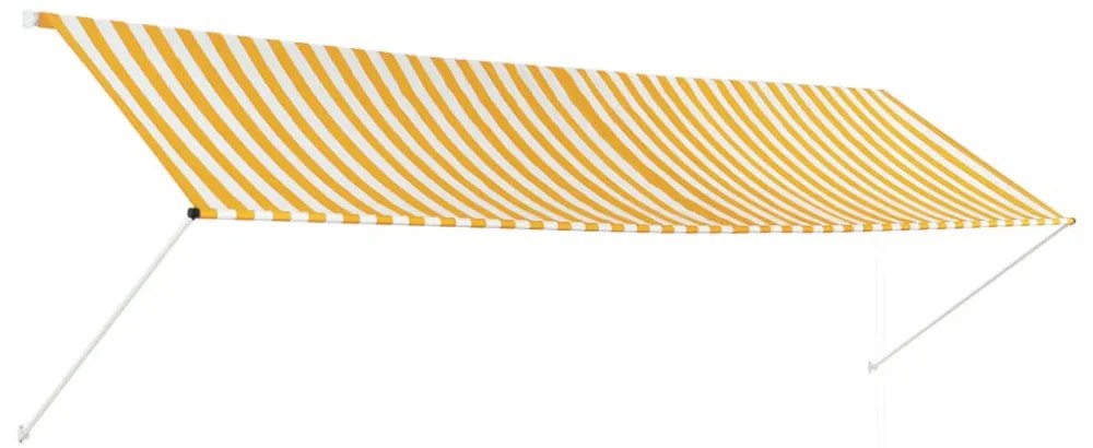 feltekerhető sárga és fehér napellenző 400 x 150 cm