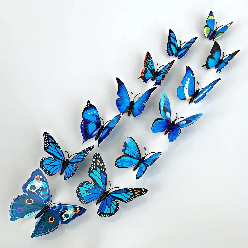 PIPPER | Falmatrica "Reális műanyag 3D lepkék - kék" 12db 5-12 cm