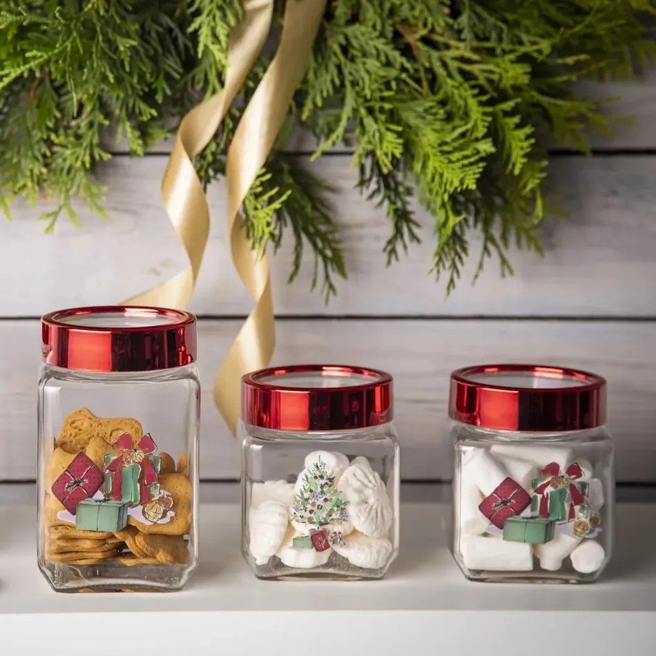 Altom karácsonyi üvegdoboz Christmas Gifts 700 ml,9 x 9 x 14,5 cm
