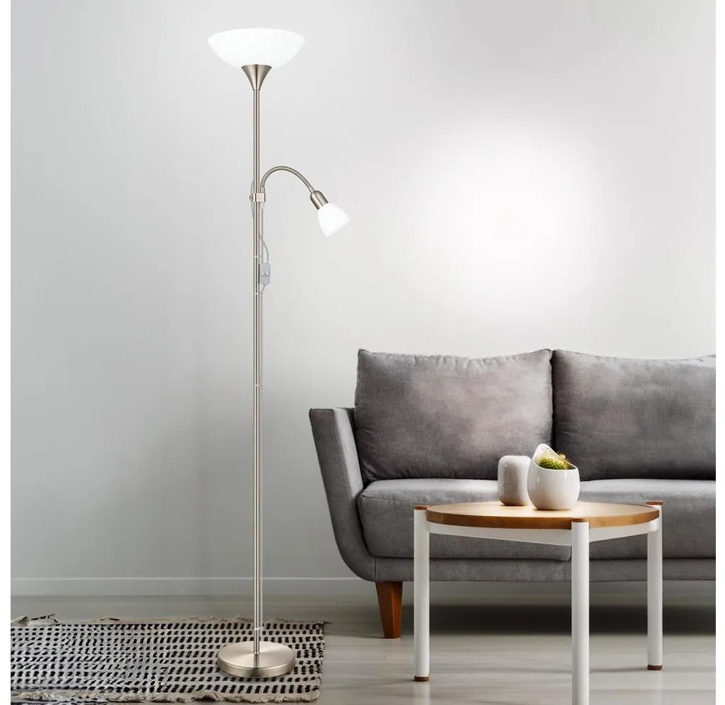 EGLO 82842 - Állólámpa UP 2 1xE27/60W + 1xE14/25W króm