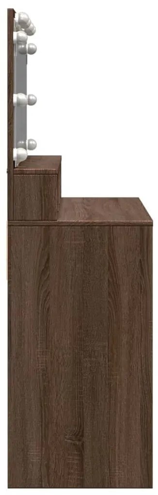 barna tölgy színű fésülködőasztal LED-del 80 x 41 x 134,5 cm