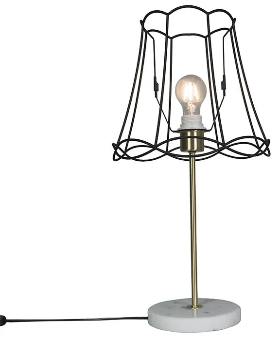 Retro asztali lámpa sárgarézzel és Granny Frame fekete kerettel 30 cm - Kaso