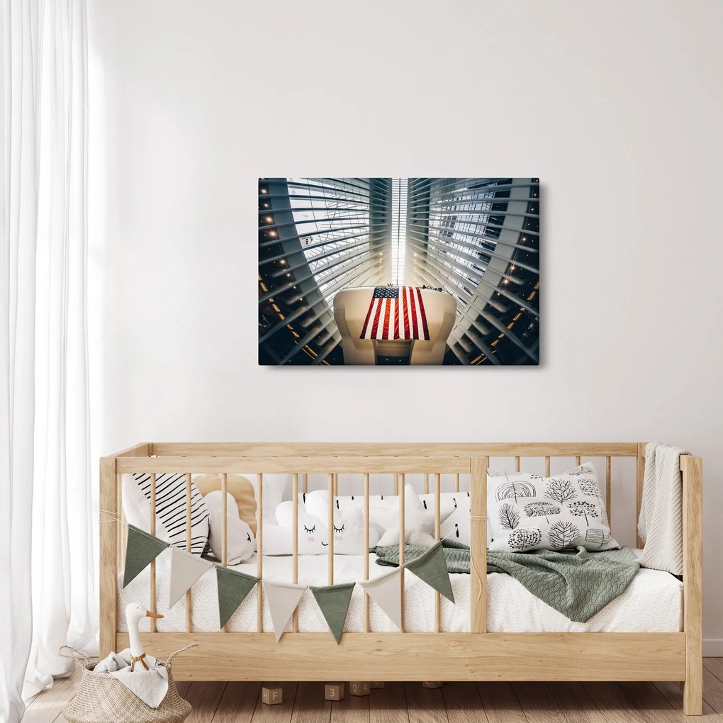 Építkezés az USA zászlóval képe (90x60 cm)