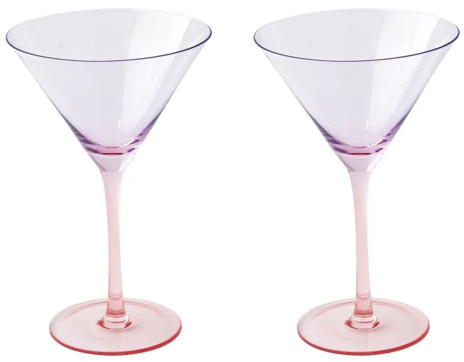 Cocktail üvegpohárszett 2 db-os, színes, 270ml, dobozban,lila-piros, Rainbow
