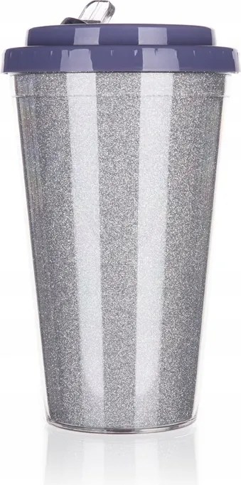 Utazó bögre Glitters ezüst csillámos 500 ml