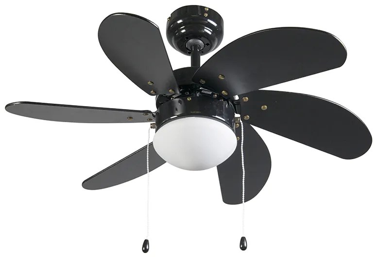 Mennyezeti ventilátor fekete fa mintával 80 cm húzókapcsolóval - Fresh