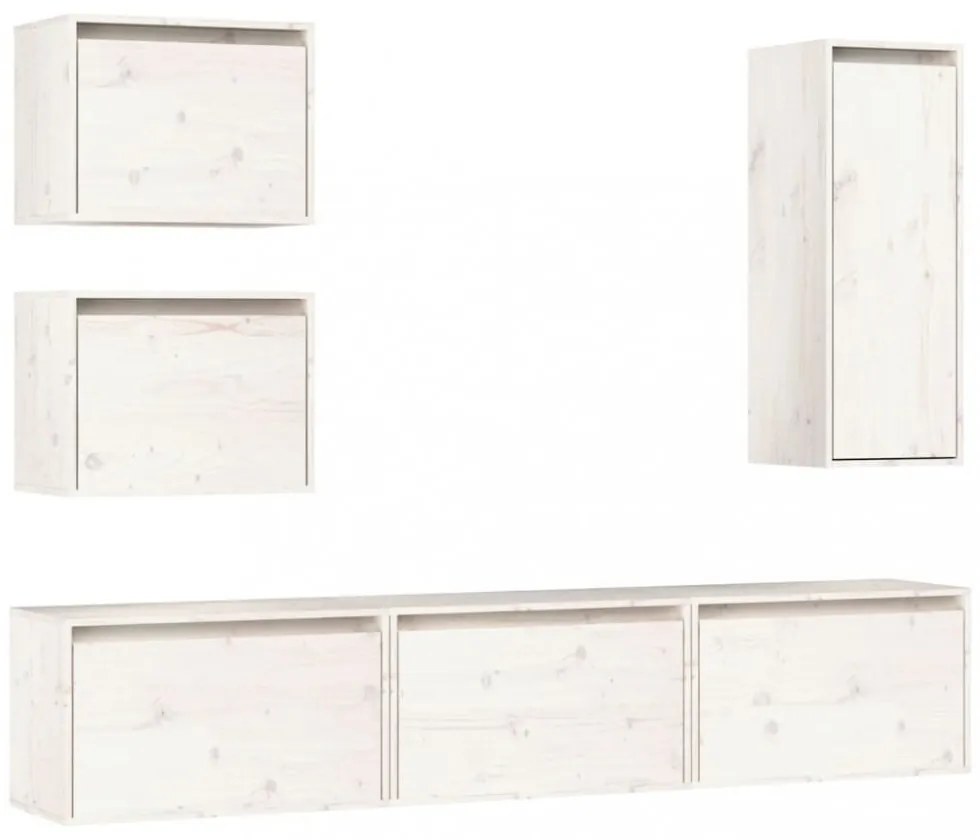 6 darab fehér tömör fenyőfa TV-szekrény