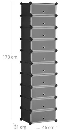 BOXIFY moduláris polcrendszer fiókokkal, fekete