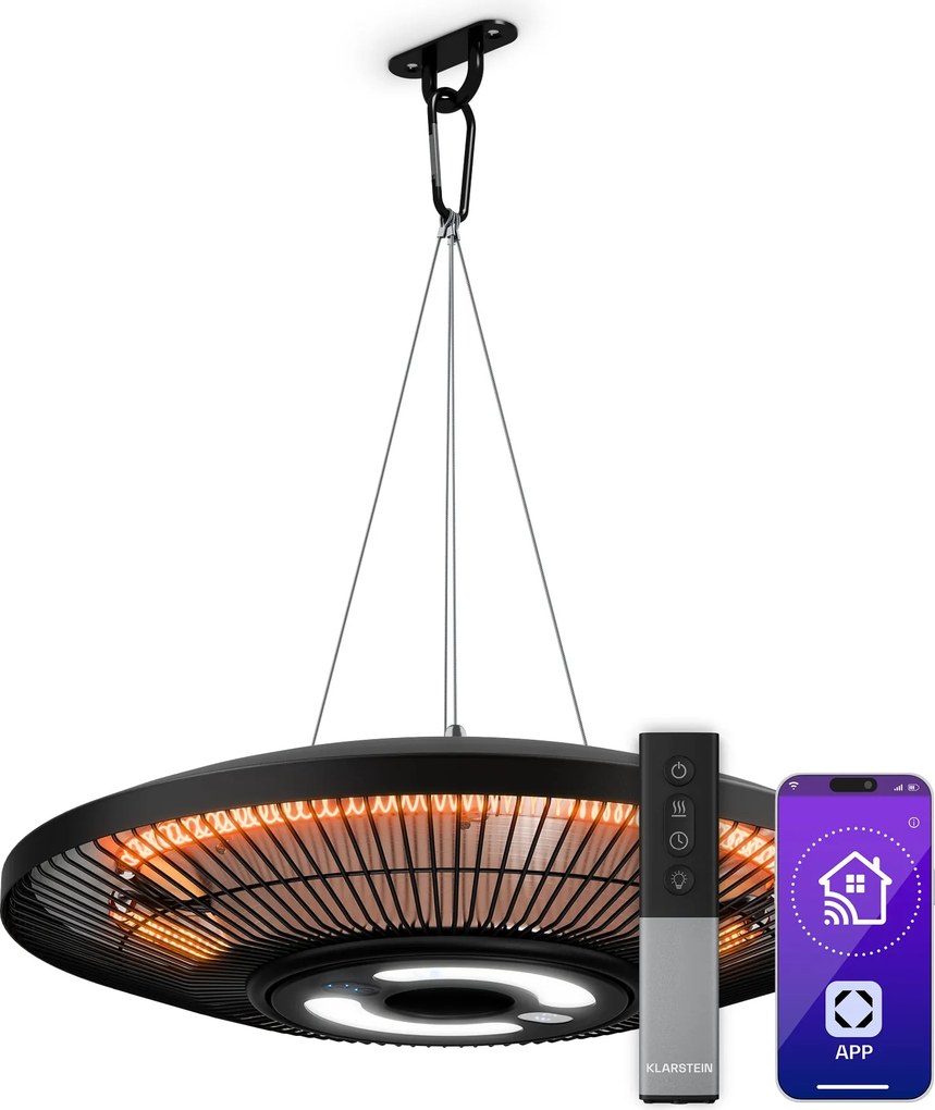 Klarstein LumiHeat infravörös mennyezeti fűtés | 2000 W | 15 m² | LED világítás | 42 cm x 42 cm