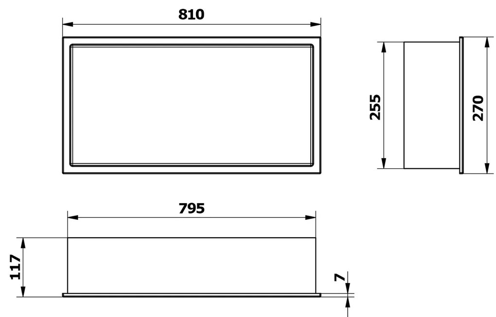 POLYSAN 1301-82 Inserta süllyesztett polc, 81 x 27cm, öntött márvány, fehér