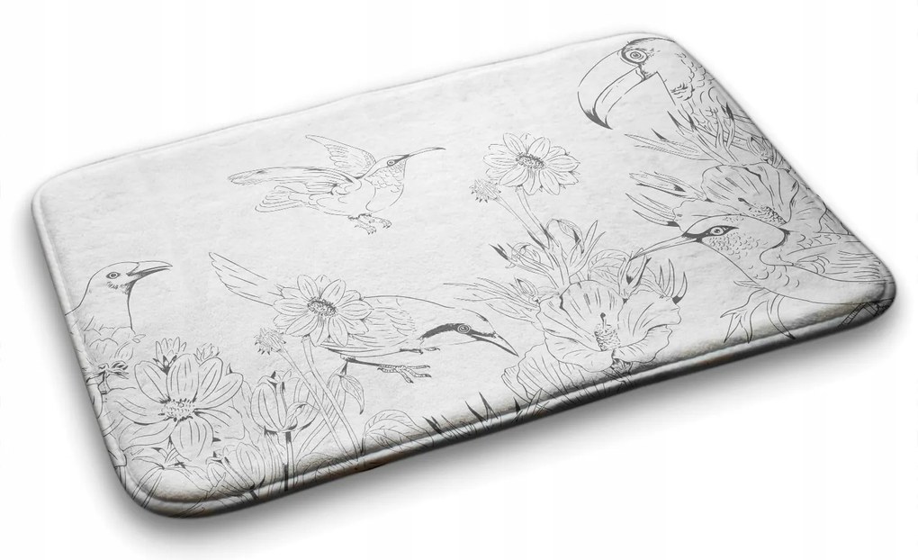 Fürdőszobaszőnyeg vegyes minták Vonalak Madarak 90x60 cm