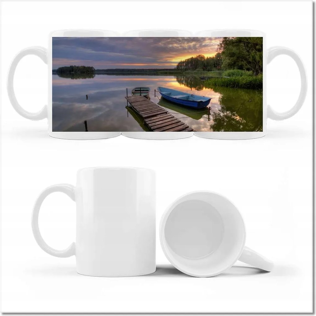 Nyomott mintás bögre Naplemente tó