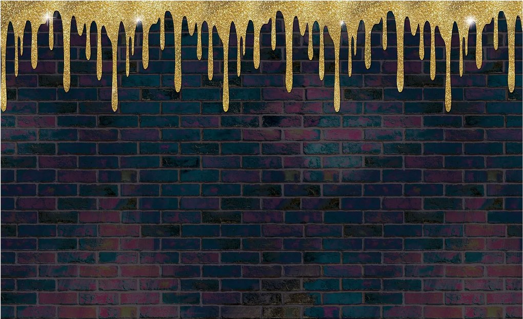 Fotótapéta Arany cseppek sötét téglán absztrakt luxus 350x250 +ragasztó