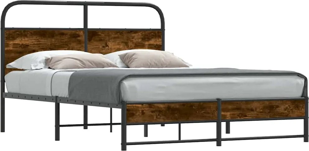vidaXL ágykeret matrac nélkül 140x200 cm füstölt tölgy fűrészelt fa