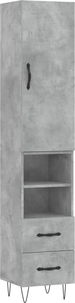 vidaXL betonszürke szerelt fa magasszekrény 34,5x34x180 cm
