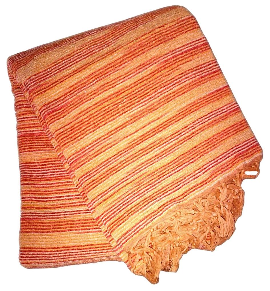 narancs csíkos kézzel készített indiai takaró