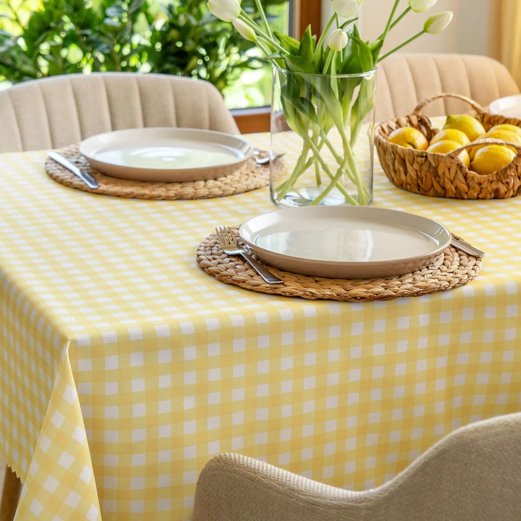 Goldea teflonos asztalterítő - sárga kockás 120 x 140 cm