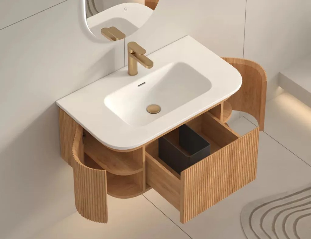 AREZZO design SIERRA 80 cm-es Fürdőszoba alsószekrény 1 fiók, 2 ajtó, tölgy