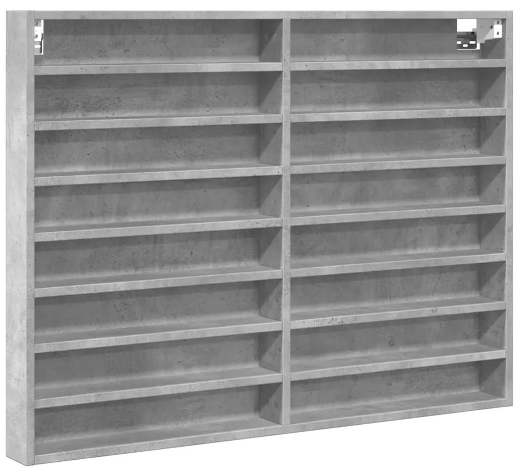 betonszürke szerelt fa vitrinszekrény 100 x 8,5 x 75 cm