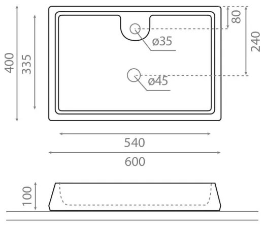 Bathco 4004 - Ráépíthető mosdó GALICIA 60x40 cm porcelán/fehér