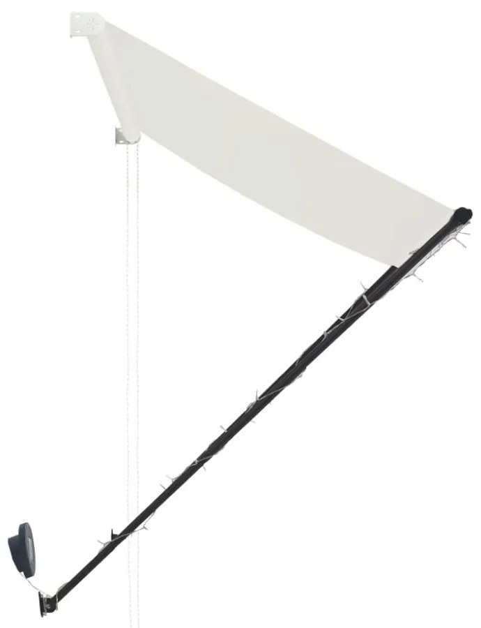 feltekerhető krémszínű napellenző LED-del 350 x 150 cm
