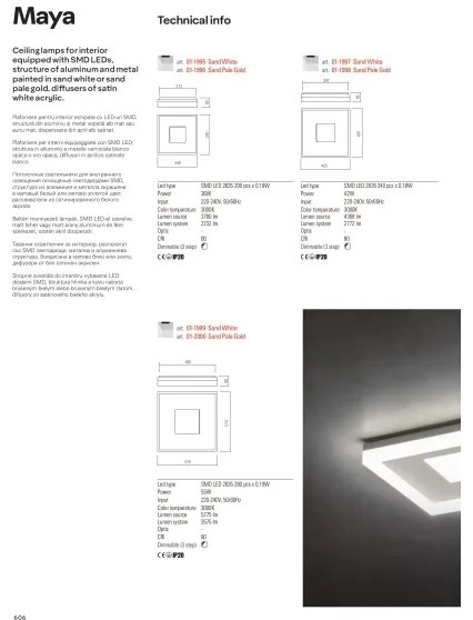 Redo 01-2000 - Dimmelhető mennyezeti lámpatest MAYA LED/55W/230V 51x51 cm aranyszínű