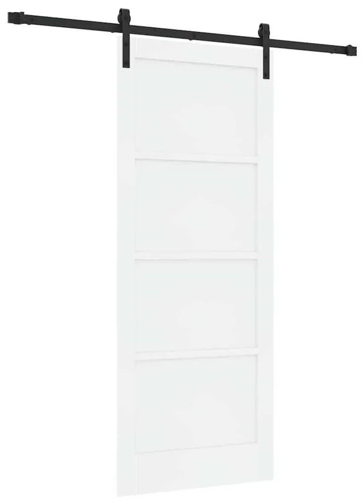 Csúszó Ajtó Fehér és fekete 83 x 202 cm Tömör fenyő és acél