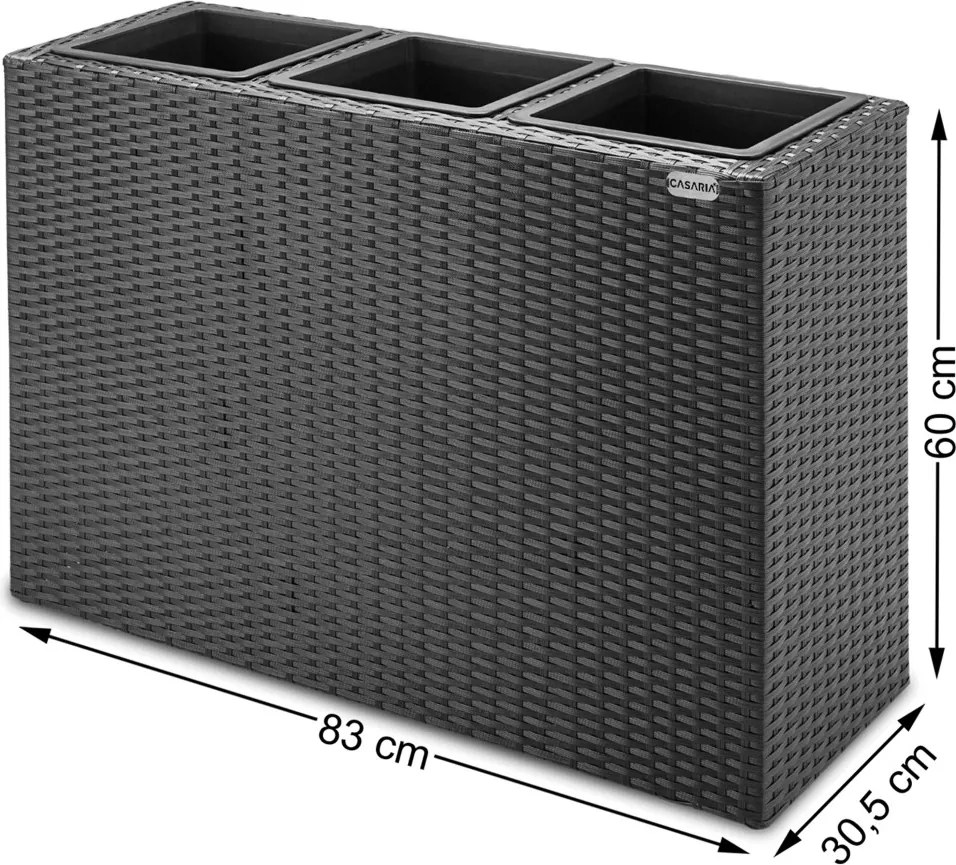 Virágtartó, polyrattan, fekete, 83 x 30