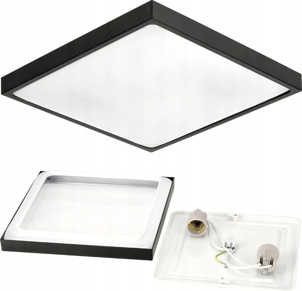 Plafon Led Lampa Mennyezeti 2xE27 Fekete IP20 Falra szerelhető Izzó Szobai