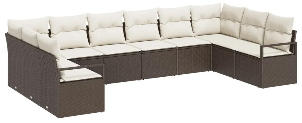 Kanapé Szett párnával 10 pcs Barna polirattan