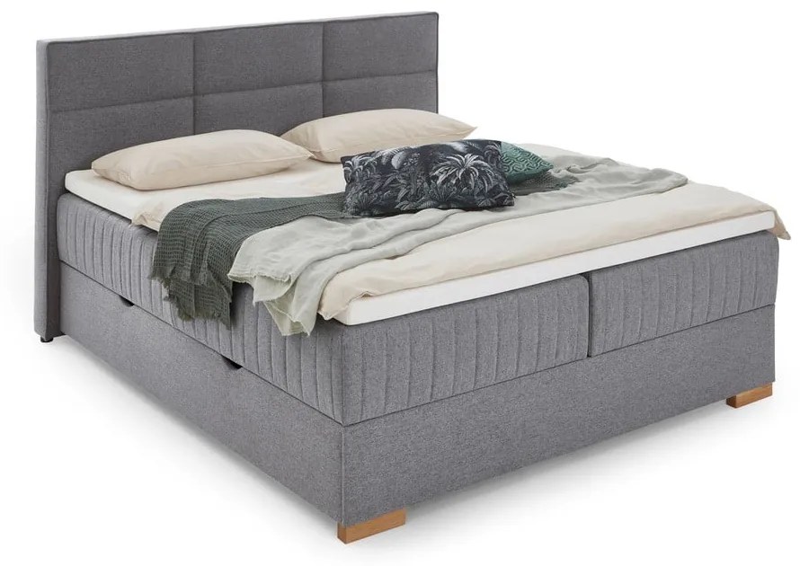 Szürke ágyneműtartós boxspring ágy 160x200 cm Tambo – Meise Möbel