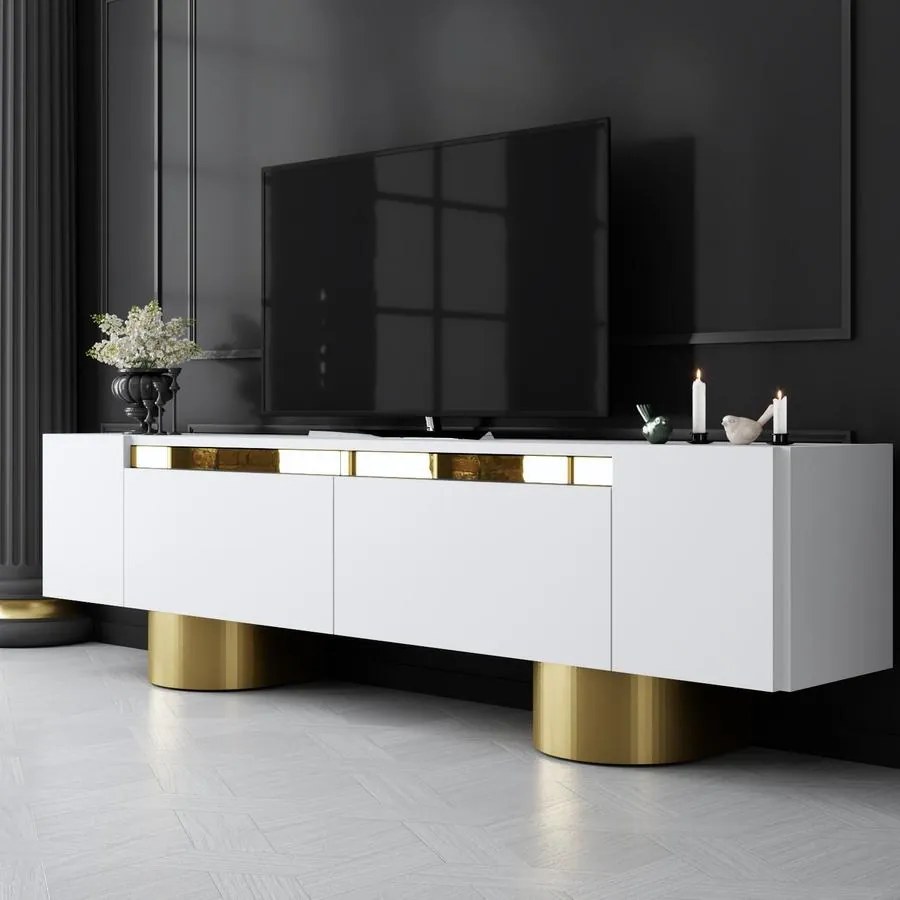 TV szekrény Bohem - White, Gold