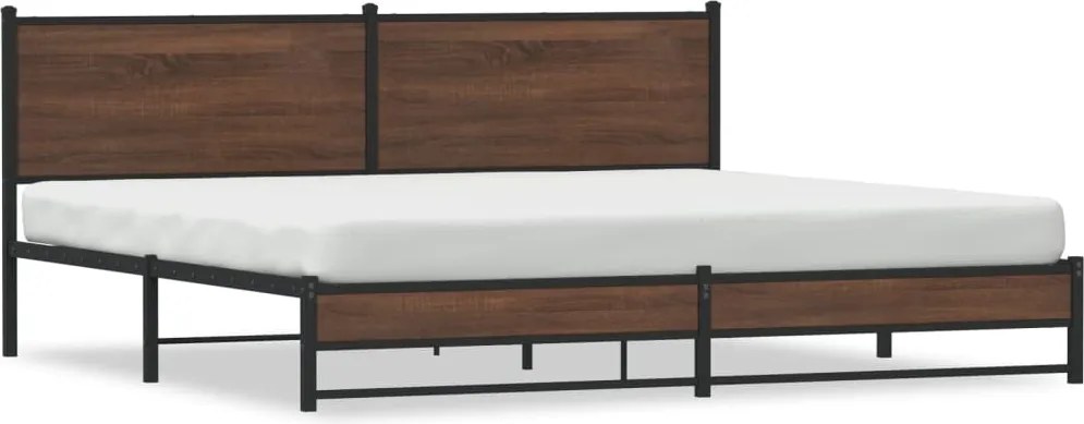 vidaXL barna tölgy színű fém ágykeret matrac nélkül 200 x 200 cm